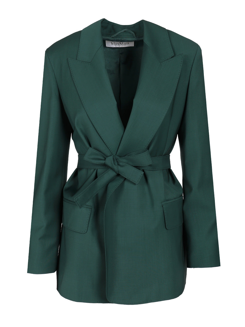 Max Mara Wool Canvas Blazer With Belt Giacche - Verde | d690215a5aed122671a3bfe14c486aab6180c79a
