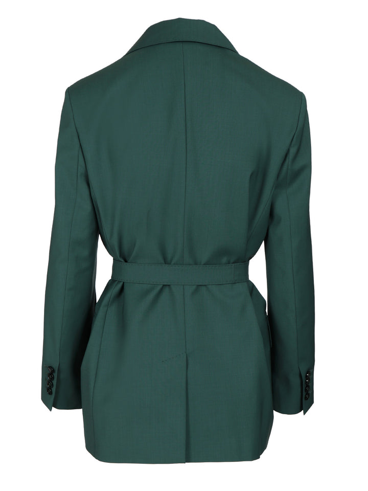 Max Mara Wool Canvas Blazer With Belt Giacche - Verde | 3aee874139254971cbd539dd6a8fede01baec43a