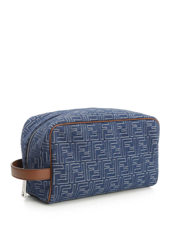 Fendi Ff Jacquard Beauty Case Small leather goods - Blu | 7dbda781e056052e93e6e2bbeabac4c100a212c0
