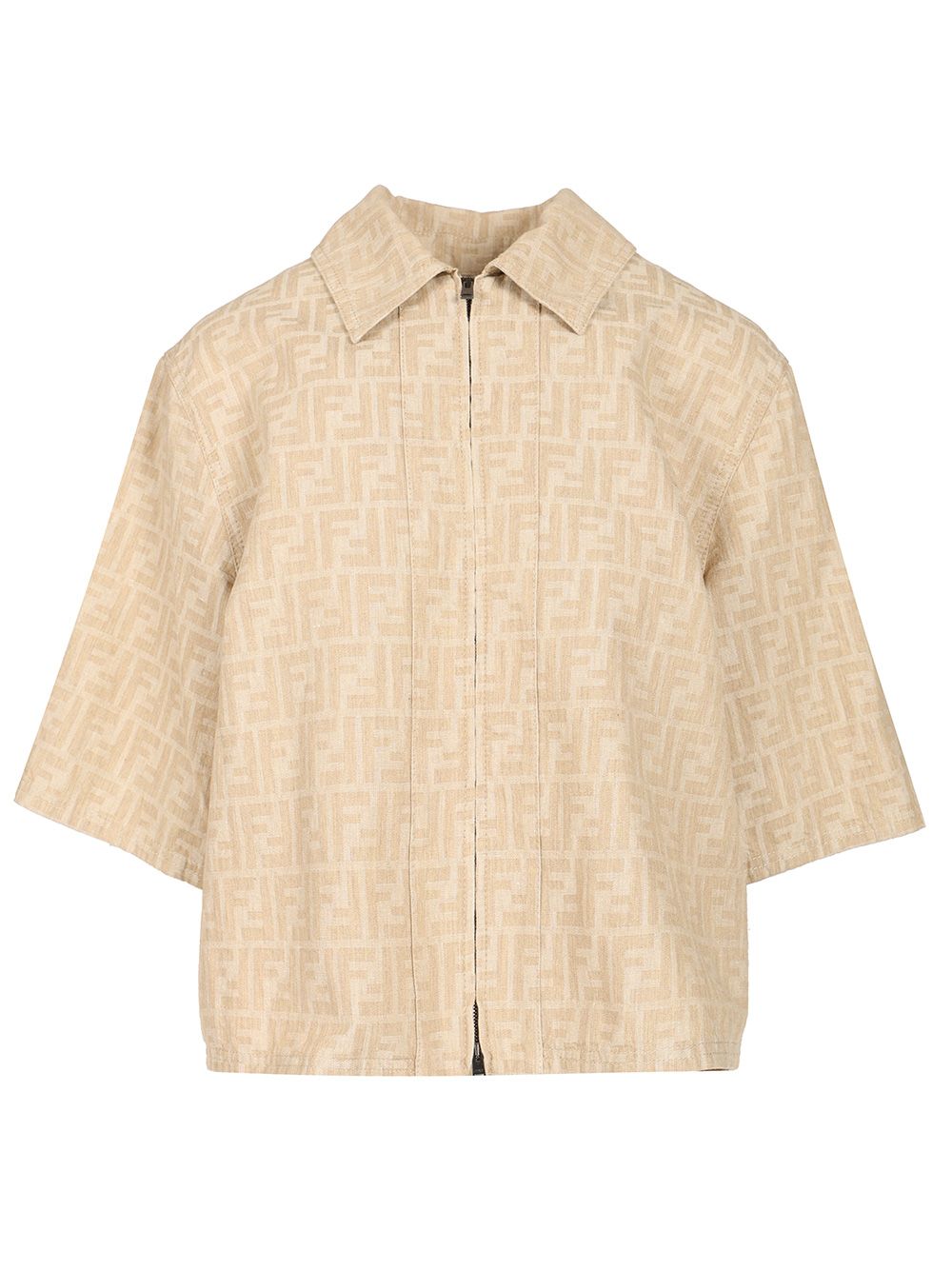 Fendi Ff Chambray Jacket Giacche - Beige | f9a79e4f0afceae8b6145437fc5a886f10113652