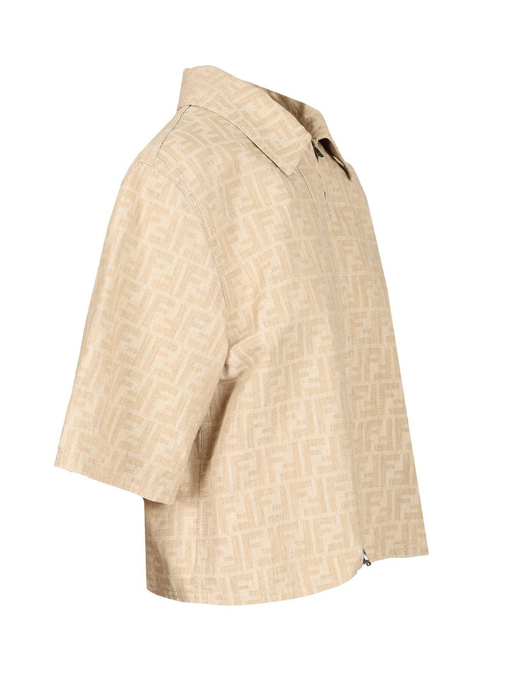 Fendi Ff Chambray Jacket Giacche - Beige | b90aa92d82ec198777858fd6c1e0aada33f28e82