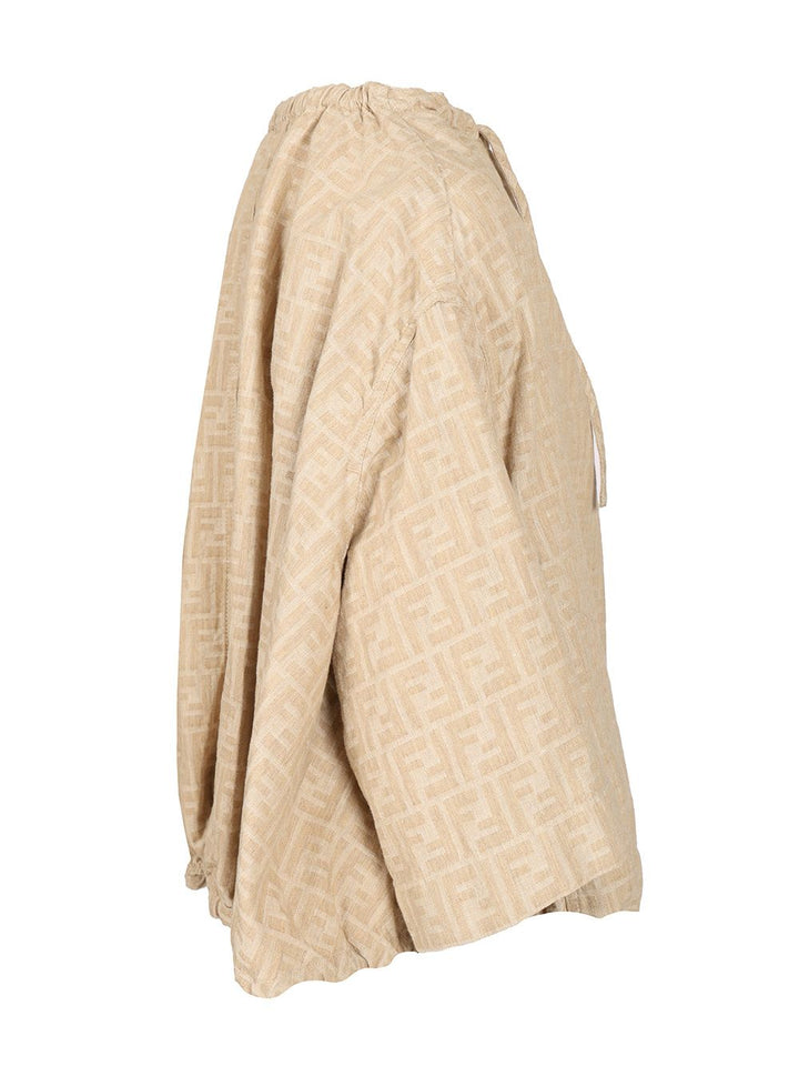 Fendi Ff Chambray Jacket Giacche - Beige | dfc275ffc30050ce4a5a3c432fc8714ded7a4141