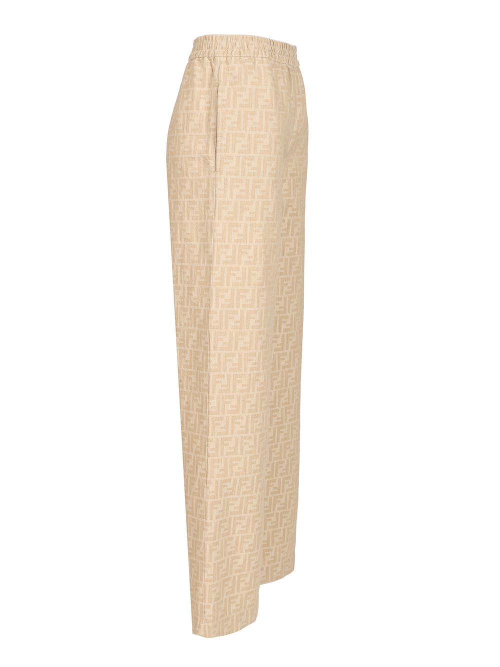 Fendi Ff Chambray Trousers - Beige | e3a7d60b1802198f083dede50df3579b28114ecf