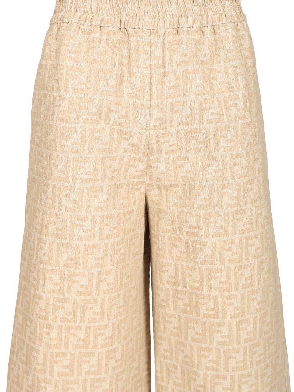 Fendi Ff Chambray Trousers - Beige | 96232471aa0d6631cbcfe09cc2e262a654fa1dbf