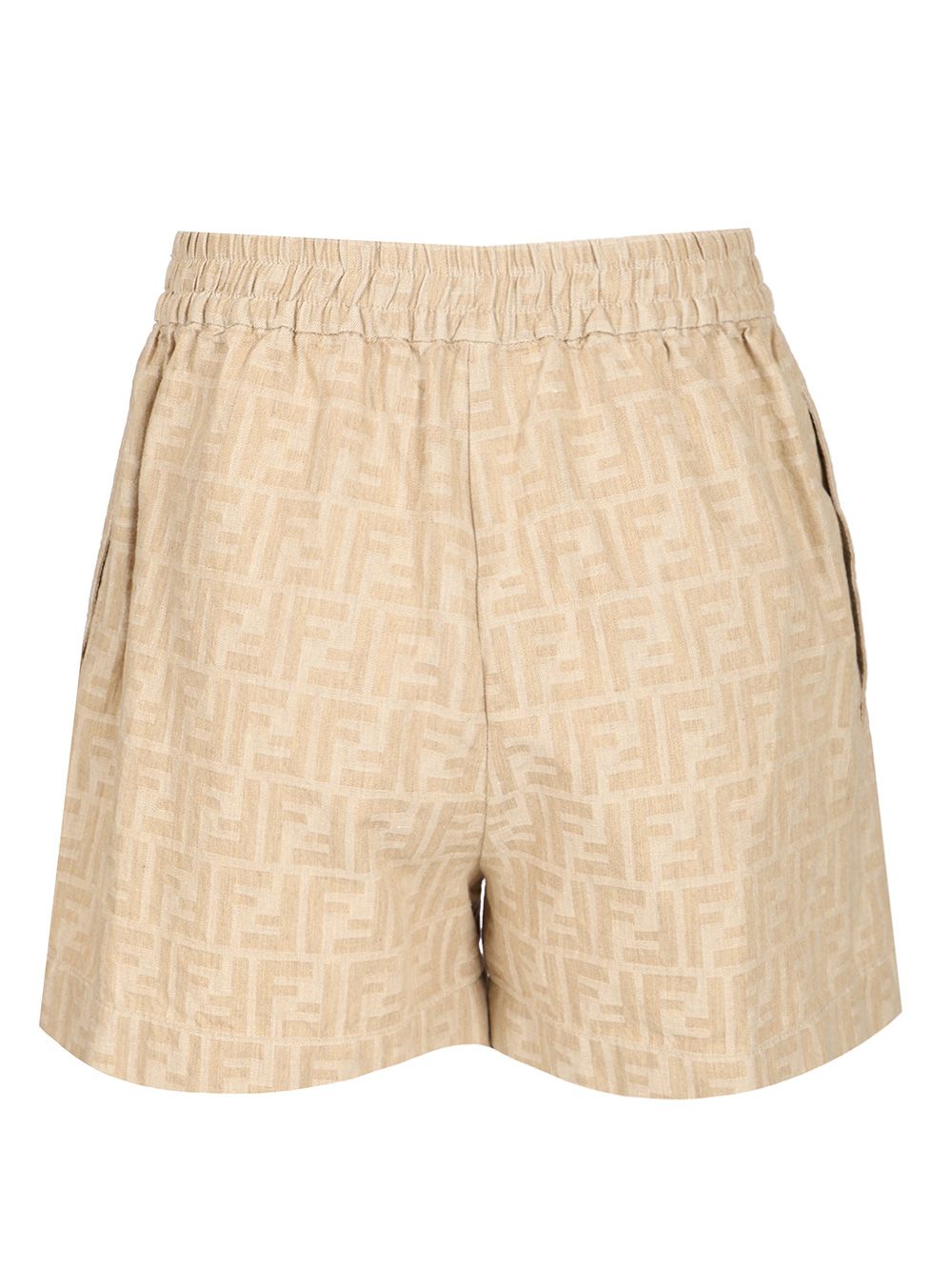Fendi Ff Chambray Shorts Trousers - Beige | 82e48d89565b1c7d69fc76b7db5464217277e1ee