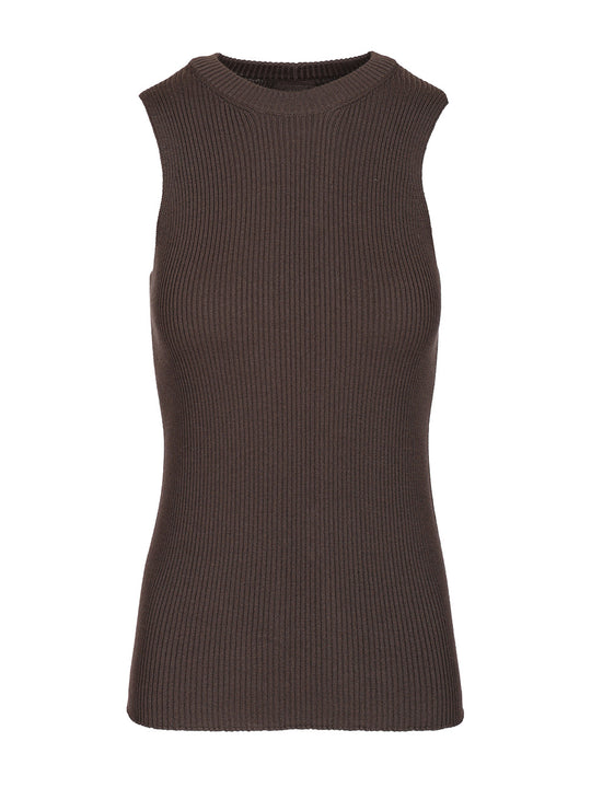 Ribbed Knit Tank Top Knitwear Marrone