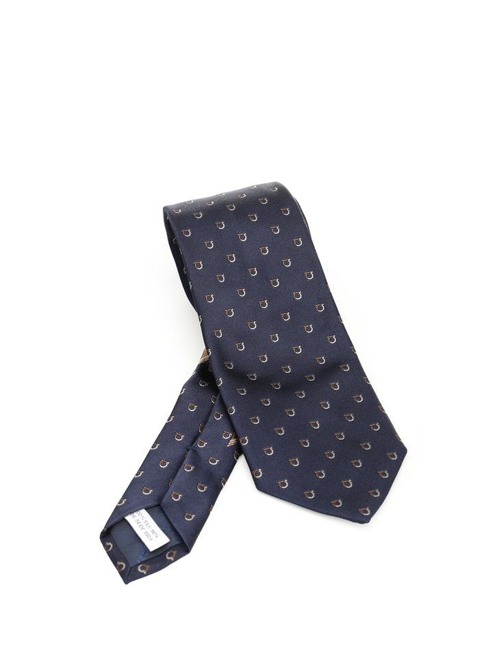 Ferragamo Gancini Bicolor Jacquard Tie Ties And Bow Ties - Blu | 8b246b027644a55303d556f4ea5e1eacbc716e4f