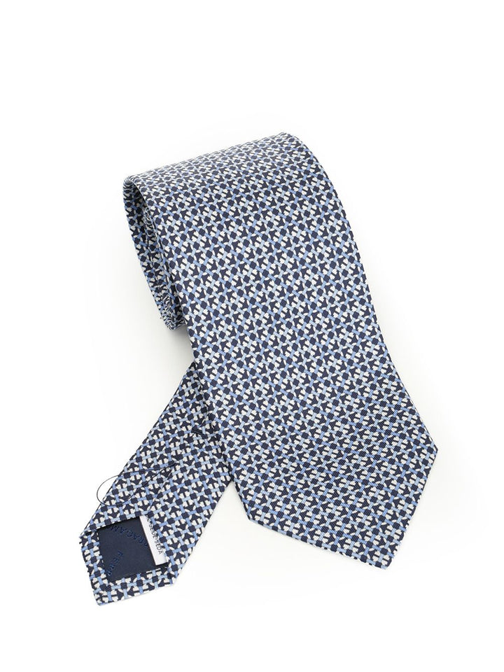 Ferragamo Gancini Print Silk Tie Ties And Bow Ties - Blu | 7efc1a12717b6f429c014a2544b7b120551d93b2