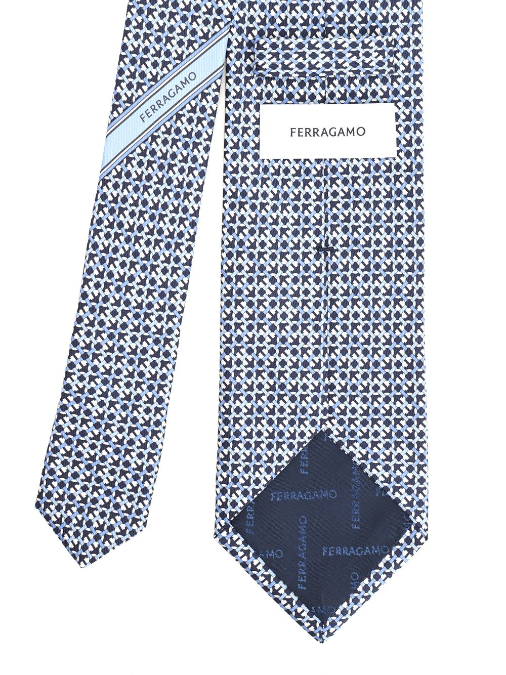 Ferragamo Gancini Print Silk Tie Ties And Bow Ties - Blu | 10c484df236546c0d2a7a58866f4bca0adbcf805