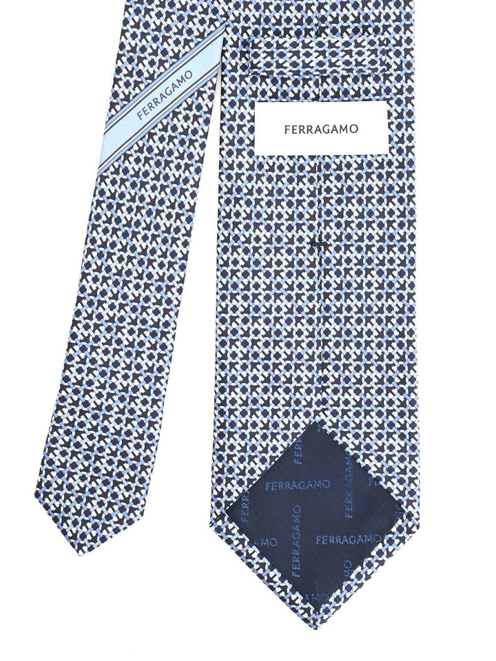 Ferragamo Gancini Print Silk Tie Ties And Bow Ties - Blu | 10c484df236546c0d2a7a58866f4bca0adbcf805