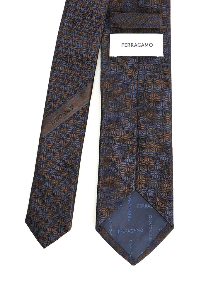 Ferragamo Gancini Graphic Jacquard Tie Ties And Bow Ties - Marrone | 84f56ed007804b92116a103e1eb9b870d12c1866