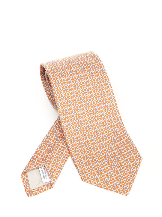 Gancini Print Silk Tie Ties And Bow Ties Arancione