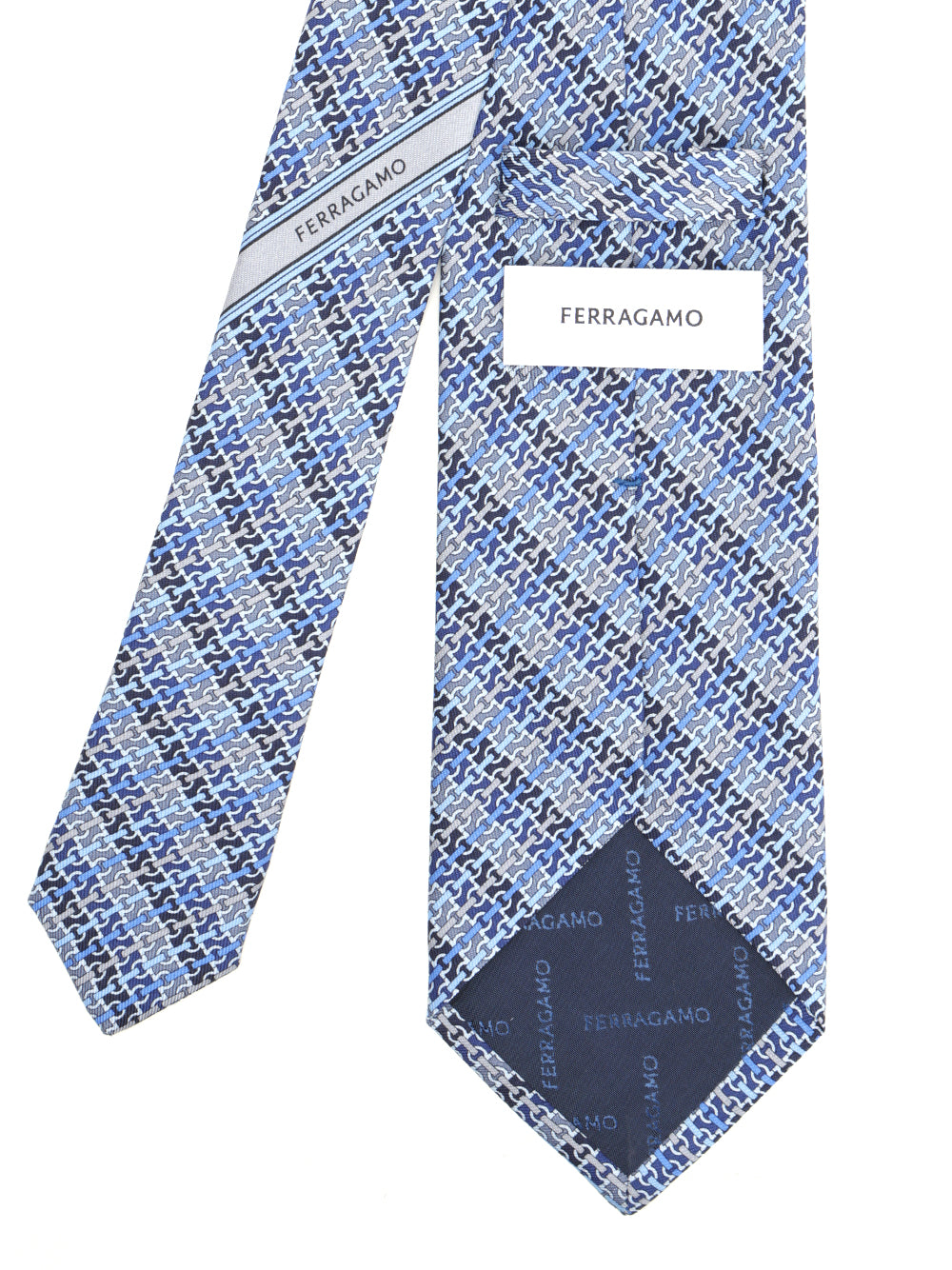 Ferragamo Gancini Chain Print Silk Tie Ties And Bow Ties - Blu | a9e2863f856b69784cd913c24208c650fffaccb4