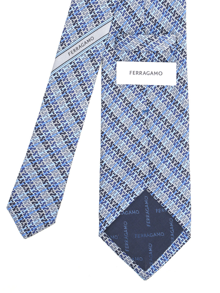 Ferragamo Gancini Chain Print Silk Tie Ties And Bow Ties - Blu | a9e2863f856b69784cd913c24208c650fffaccb4
