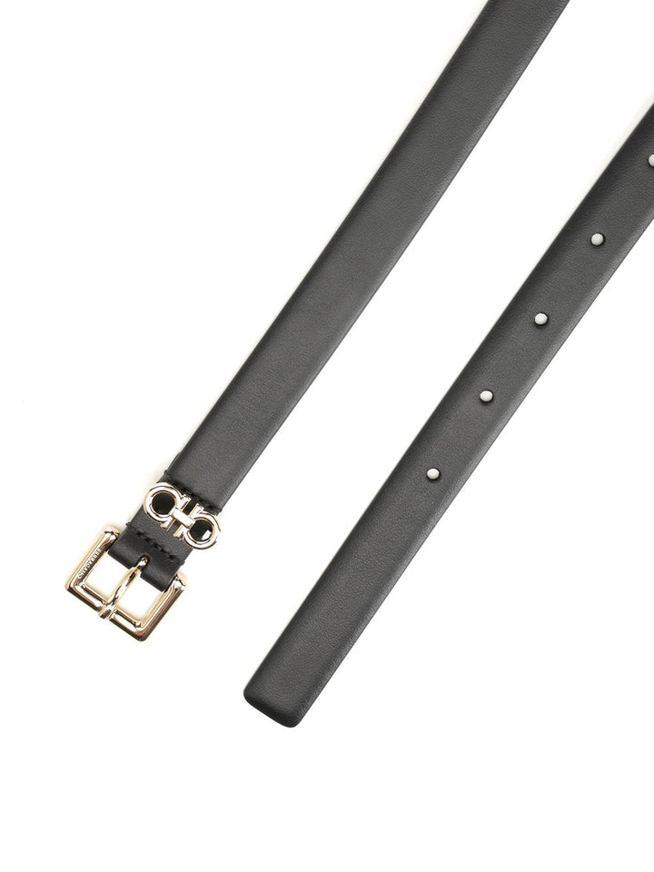Ferragamo Double Gancini Fixed Belt Cinture - Nero | c85651b8e1381b51df6c645df6d4eced1073b2fc