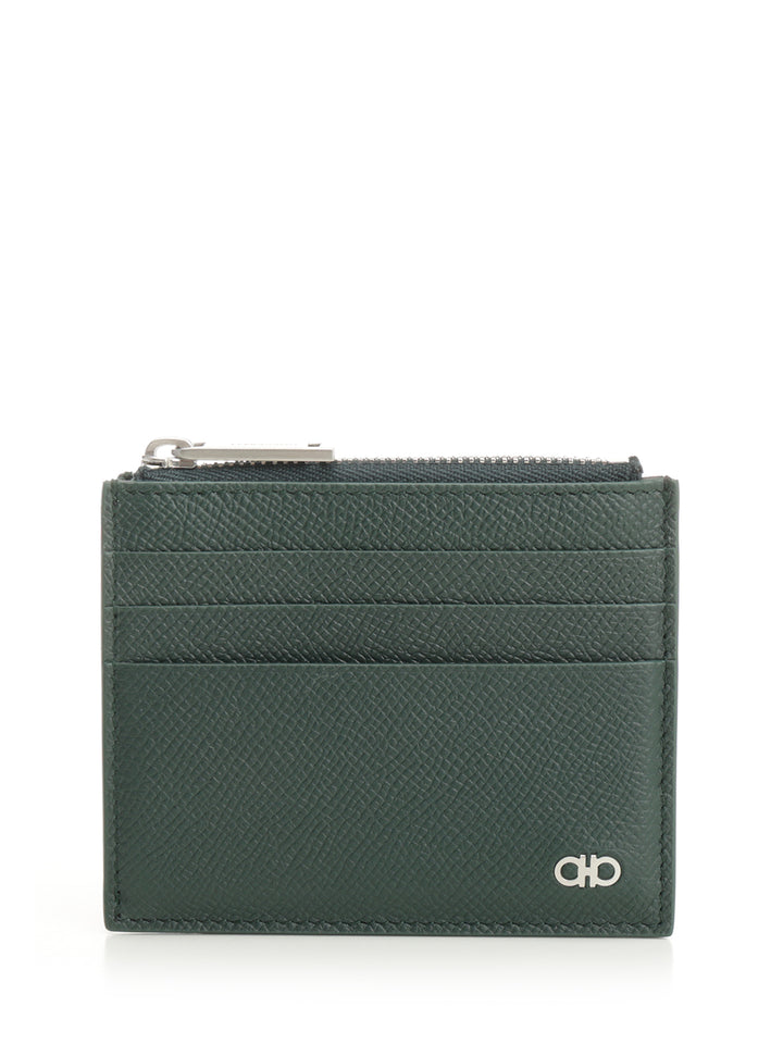Ferragamo Card Holder With Zip Wallets - Verde | e34b3710f8d33b25a6f25beab8f1ae60c632cdab