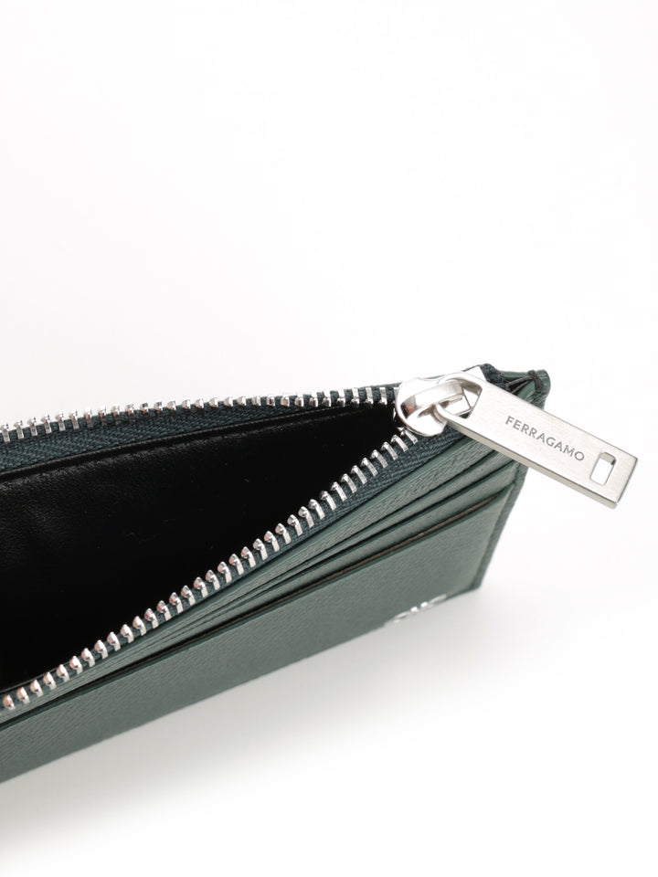 Ferragamo Card Holder With Zip Wallets - Verde | bd4fcfbc7f769ddd5a2e9b89063f0e5d7fe4ca2a