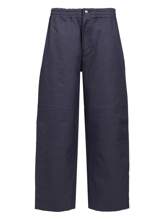 Cotton Gabardine Trousers Blu