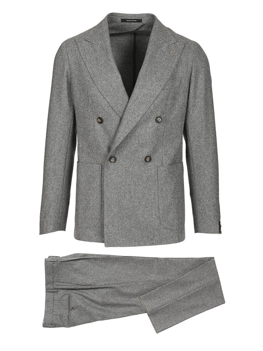 Super 100s Wool Double Breasted Suit Abiti Grey