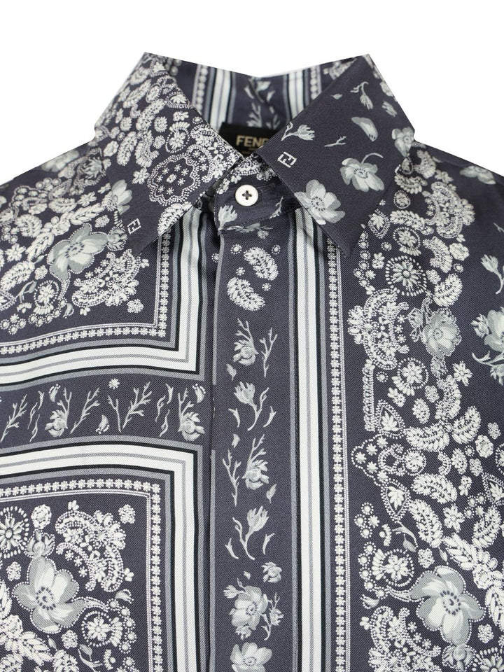 Fendi Ff Linen Shirt Shirts - Blu | 97db5a5c09845d531059a8d9b3d8a6cd86a828eb