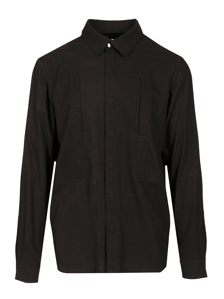 Rick Owens Cotton And Wool Overshirt Shirts - Nero | 9030f24cf9c96644fa8d46c582d8ae40ea6a3fea