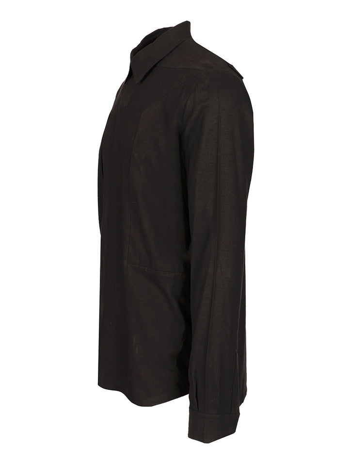 Rick Owens Cotton And Wool Overshirt Shirts - Nero | c2724f9d181a51a1f3e58f89088c26c6a161eca0