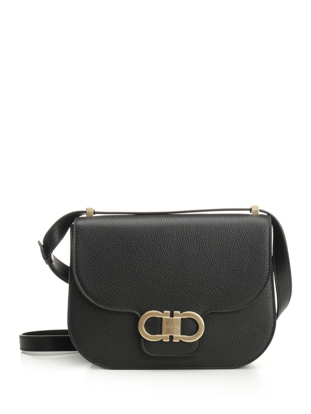 Ferragamo Double Gancini Shoulder Bags - Nero | 40bd8c9d192a04d85127a17b680754263c2d09b1