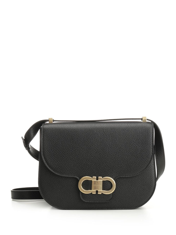 Ferragamo Double Gancini Shoulder Bags - Nero | 40bd8c9d192a04d85127a17b680754263c2d09b1