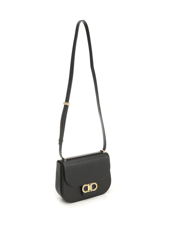 Ferragamo Double Gancini Shoulder Bags - Nero | 519de4f50f00ed70068432c9a556ce5b21ceccbc