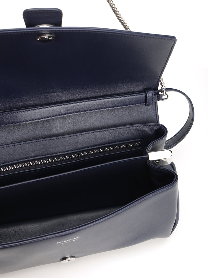 Ferragamo Shoulder Bag With Front Flap Shoulder Bags - Blu | d4094ecf8407f510bc848fc89f87ed9a60293630