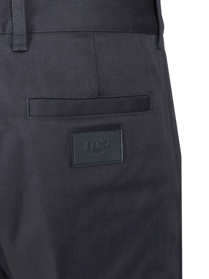 Fendi Gabardine Cigarette Trousers - Blu | 15928951967e92d0b3709fe8a0abe8184fe918cb