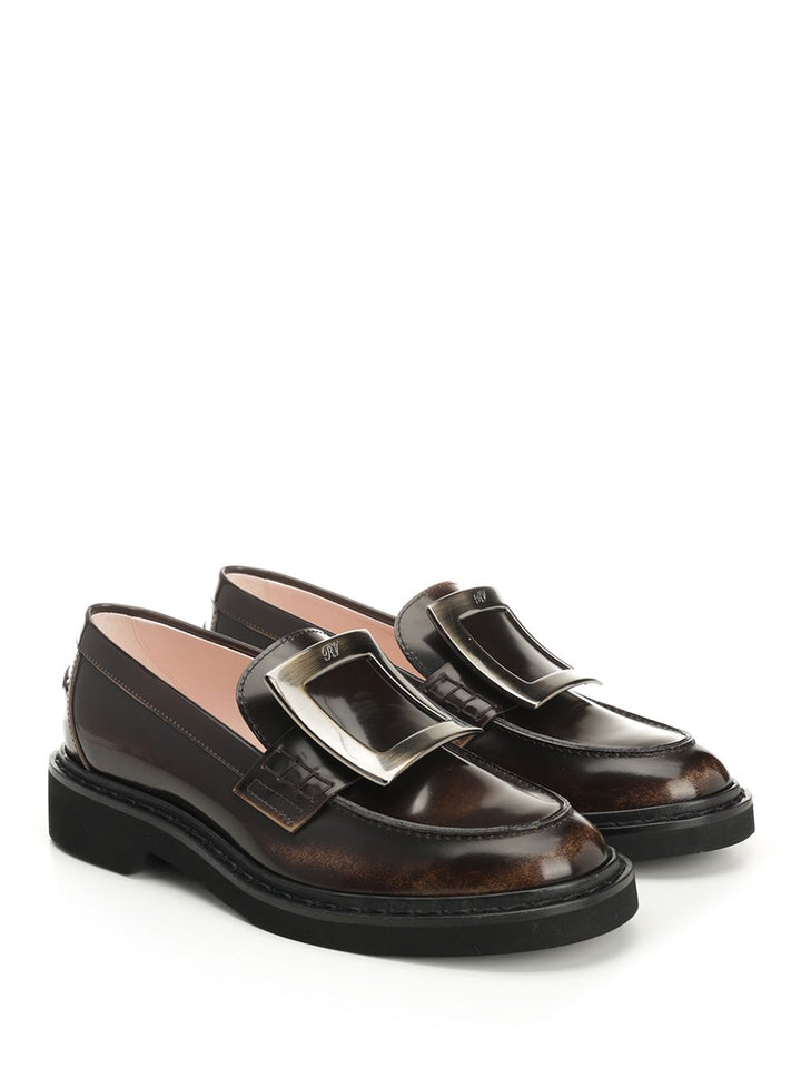 Roger Vivier Viv' Rangers Leather Loafers Scarpe basse - Marrone | 5c5046537b25509ef7c944ab70f761213063ed0b