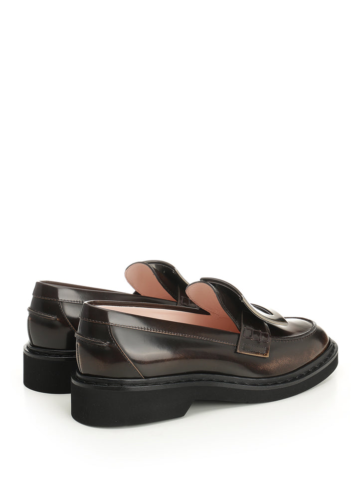Roger Vivier Viv' Rangers Leather Loafers Scarpe basse - Marrone | f4eabf271e4cd783b84deaf5c169b806488bc8f6