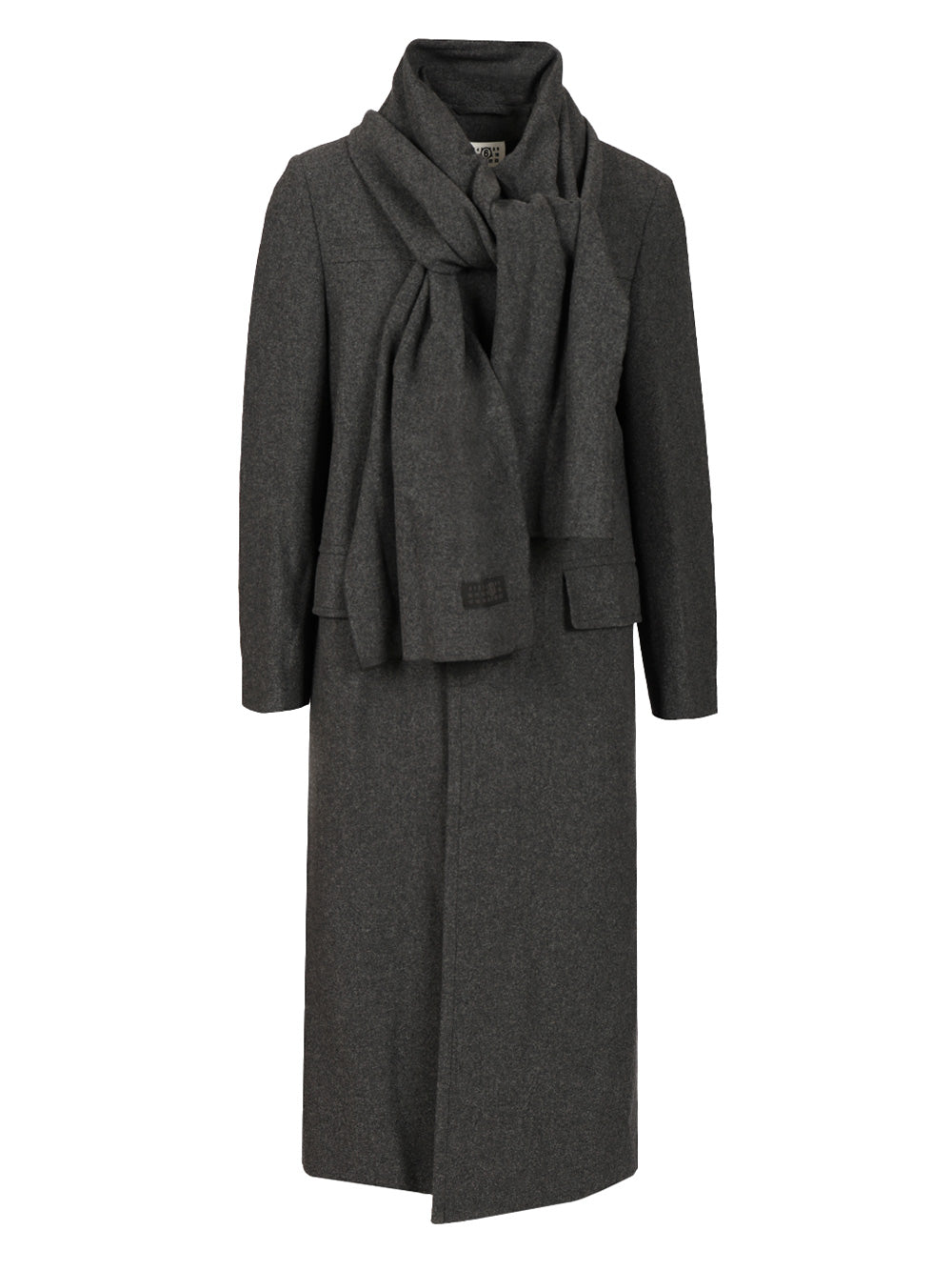 Mm6 Maison Margiela Coat With Scarf Coats - Grey | e9394df298caeb3862668170b2ce4e5f21551afa