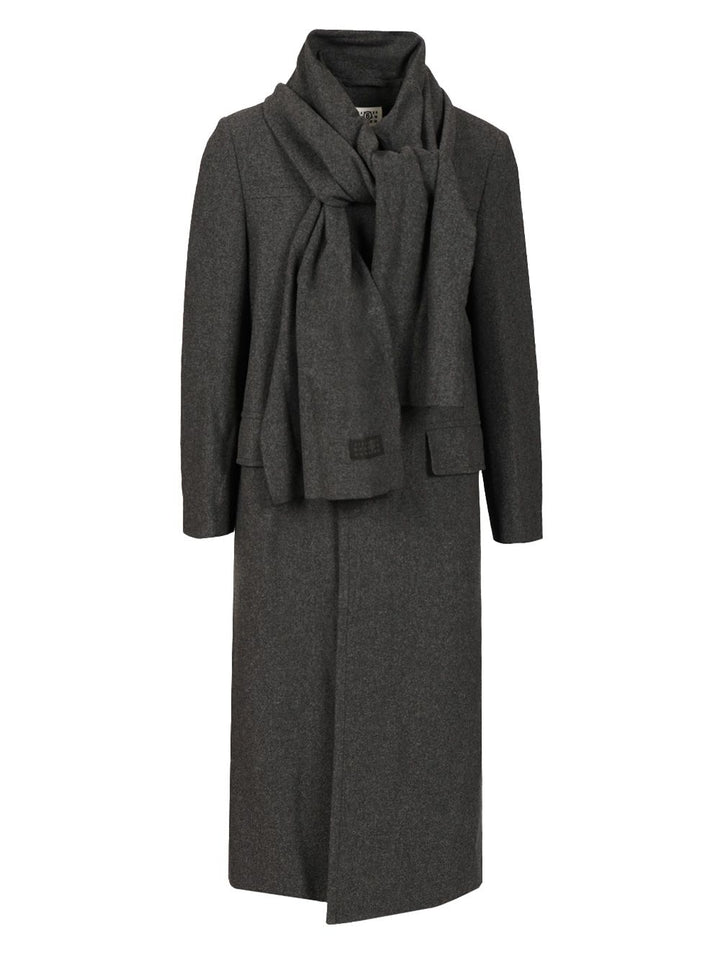 Mm6 Maison Margiela Coat With Scarf Coats - Grey | ccb85b9d3854b6255d5cf7eefb36e35265ea61fc