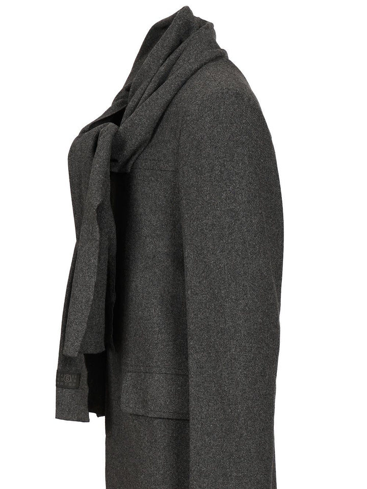 Mm6 Maison Margiela Coat With Scarf Coats - Grey | a3b5a26f9cc63d68939c1e1e662257d21b7966ce