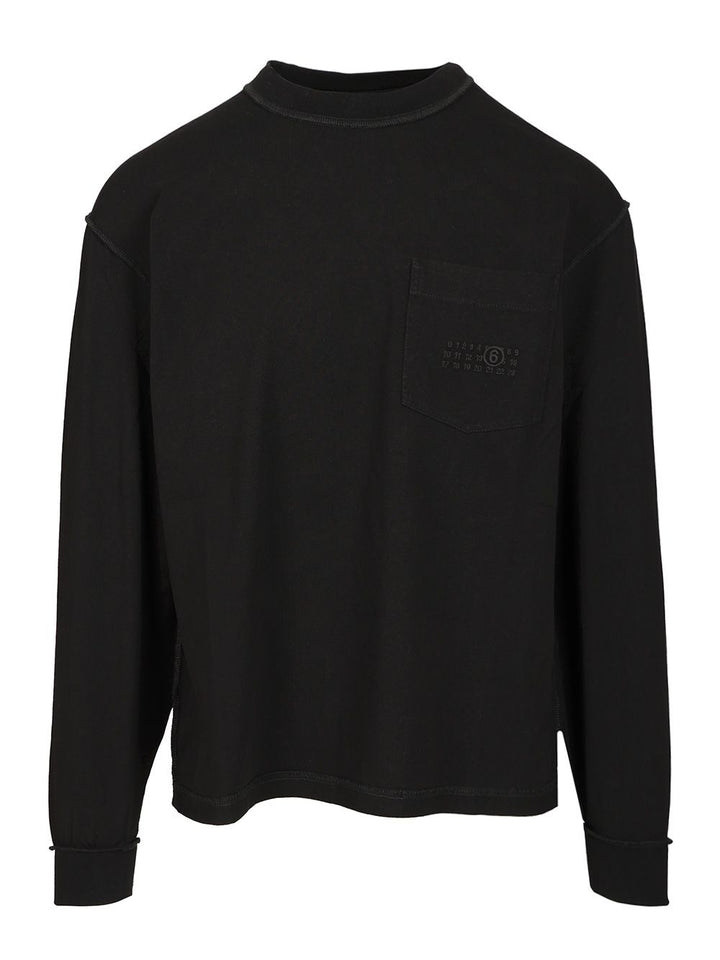 Mm6 Maison Margiela Long-Sleeved Cotton T-Shirt Sweatshirts - Nero | 070b57463d3b46f93ec90c4841f57a83d81a77ce