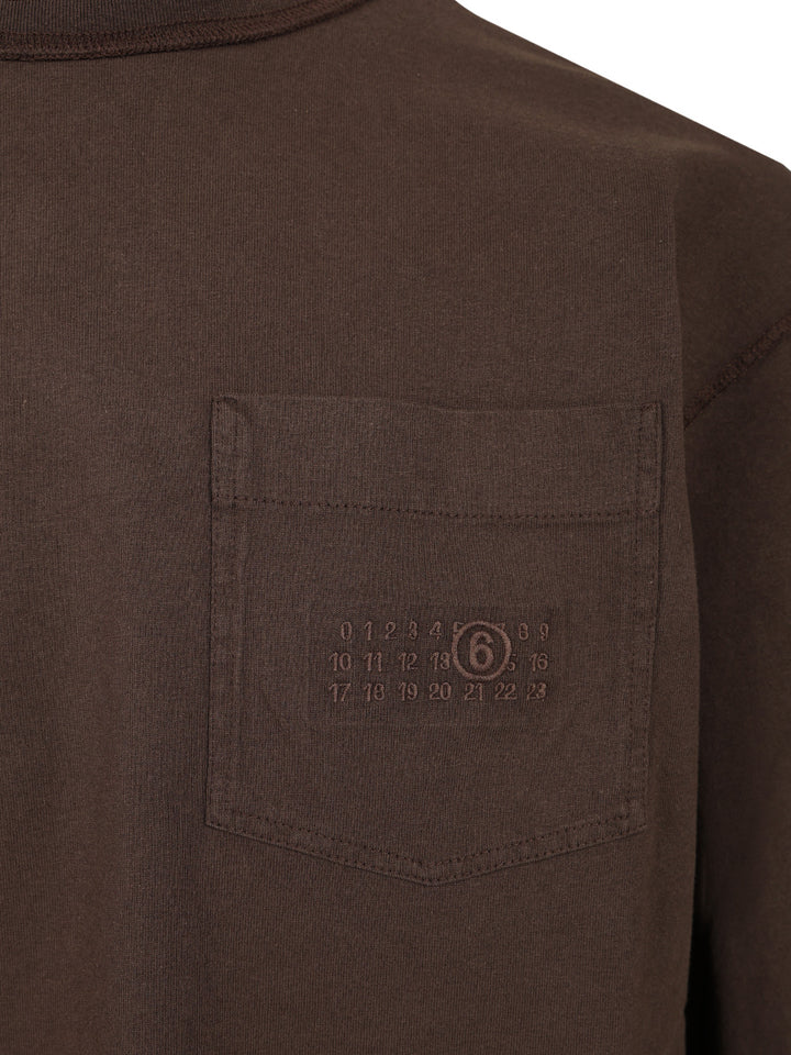 Mm6 Maison Margiela Long-Sleeved Cotton T-Shirt Sweatshirts - Marrone | aef62e07716e05fad4a2bee937f2dbf02aec3820