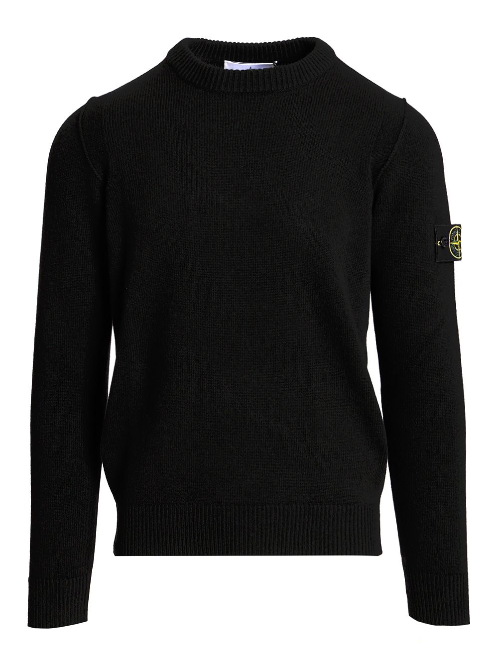 Stone Island Lambswool Crewneck Sweater Knitwear - Nero | abff857dd20bb7b92dbb6c9f5336531afd6c634f