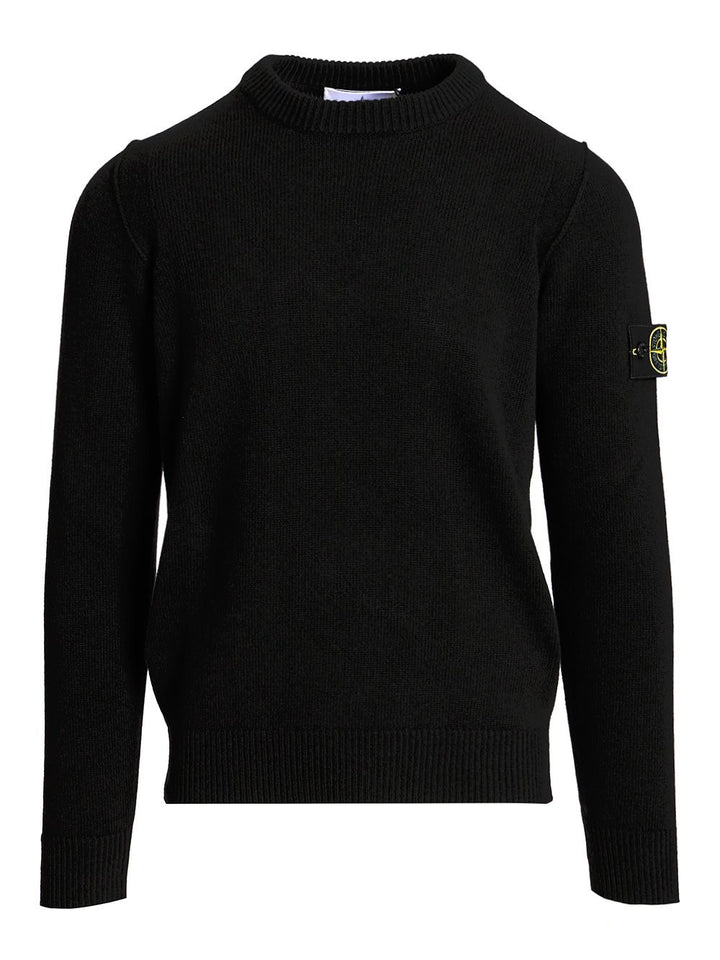 Stone Island Lambswool Crewneck Sweater Knitwear - Nero | abff857dd20bb7b92dbb6c9f5336531afd6c634f