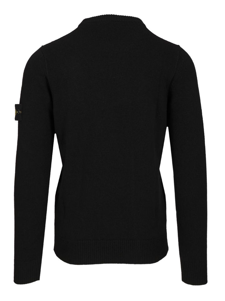 Stone Island Lambswool Crewneck Sweater Knitwear - Nero | 9f14f77f76989660613d128e0381cbe2f6acd969
