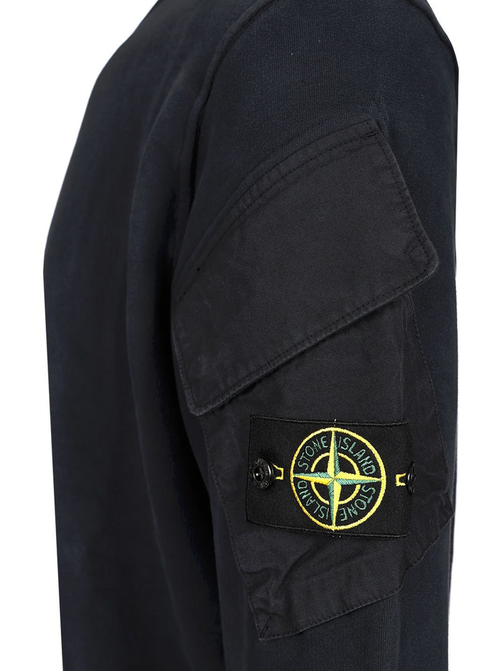 Stone Island Crewneck Sweatshirt In Brushed Organic Cotton Sweatshirts - Blu | 8a8f1d7899c0483a4668c73b62e21508a6ac2c1c