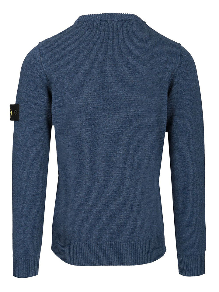 Stone Island Lambswool Crewneck Sweater Knitwear - Blu | 44c7aea153ca654c40f312c6503e469706d2e223