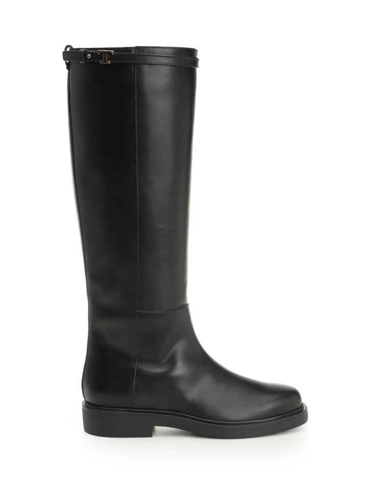 Tod'S Leather Boot Boots - Nero | 95d0b8916d883984bce17da61e397d3212c53e82