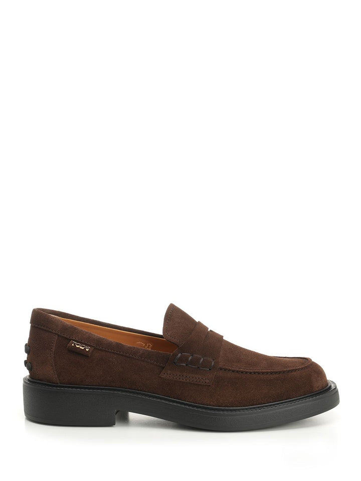 Tod'S Suede Calfskin Loafer Scarpe basse - Marrone | 9d6bbb2d836c98cf217f6a4274483f942b73d966