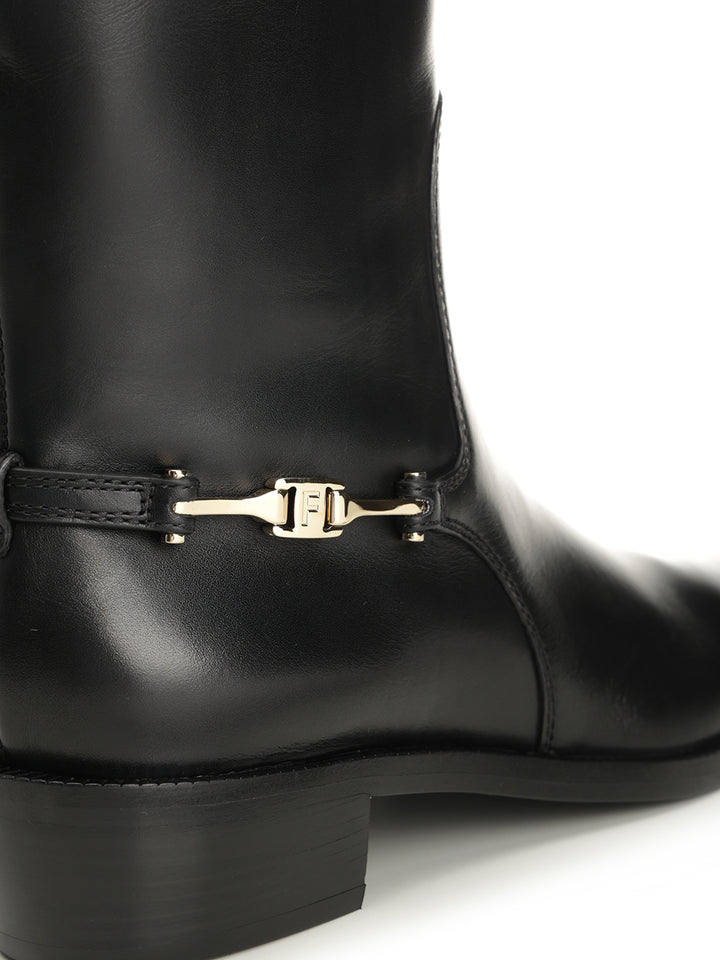 Ferragamo Boot With F Buckle Boots - Nero | aa6a9895f965c9554af00791606368d746b2b83b