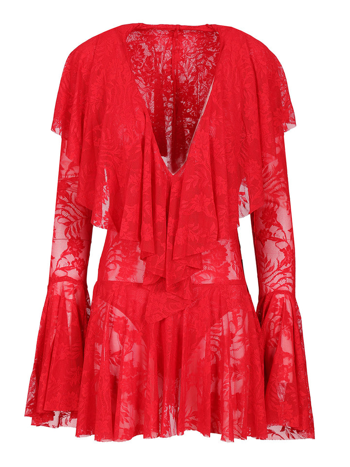 Norma Kamali Ruffle Mini Dress Abiti - Rosso | 32cc6a0eb7609e76232f51f3702ce5c29f735339