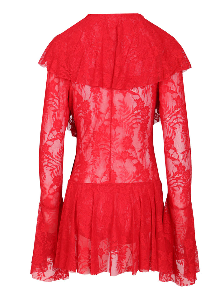 Norma Kamali Ruffle Mini Dress Abiti - Rosso | 9fb748effd73e7aeeb945cfc85045bbd31472377