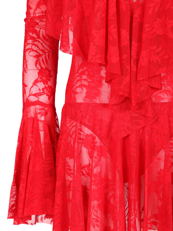 Norma Kamali Ruffle Mini Dress Abiti - Rosso | 83b8fcf059bb8d7885077bb9ecf7477c395da207