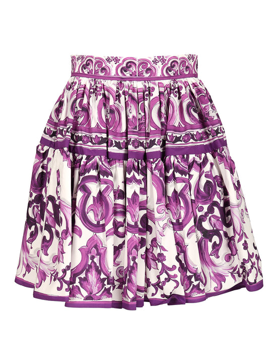 Short Skirt With Maiolica Print Gonne Violet